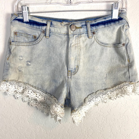 Free People Pants - Free People Lace Denim Jean Shorts Size 26
